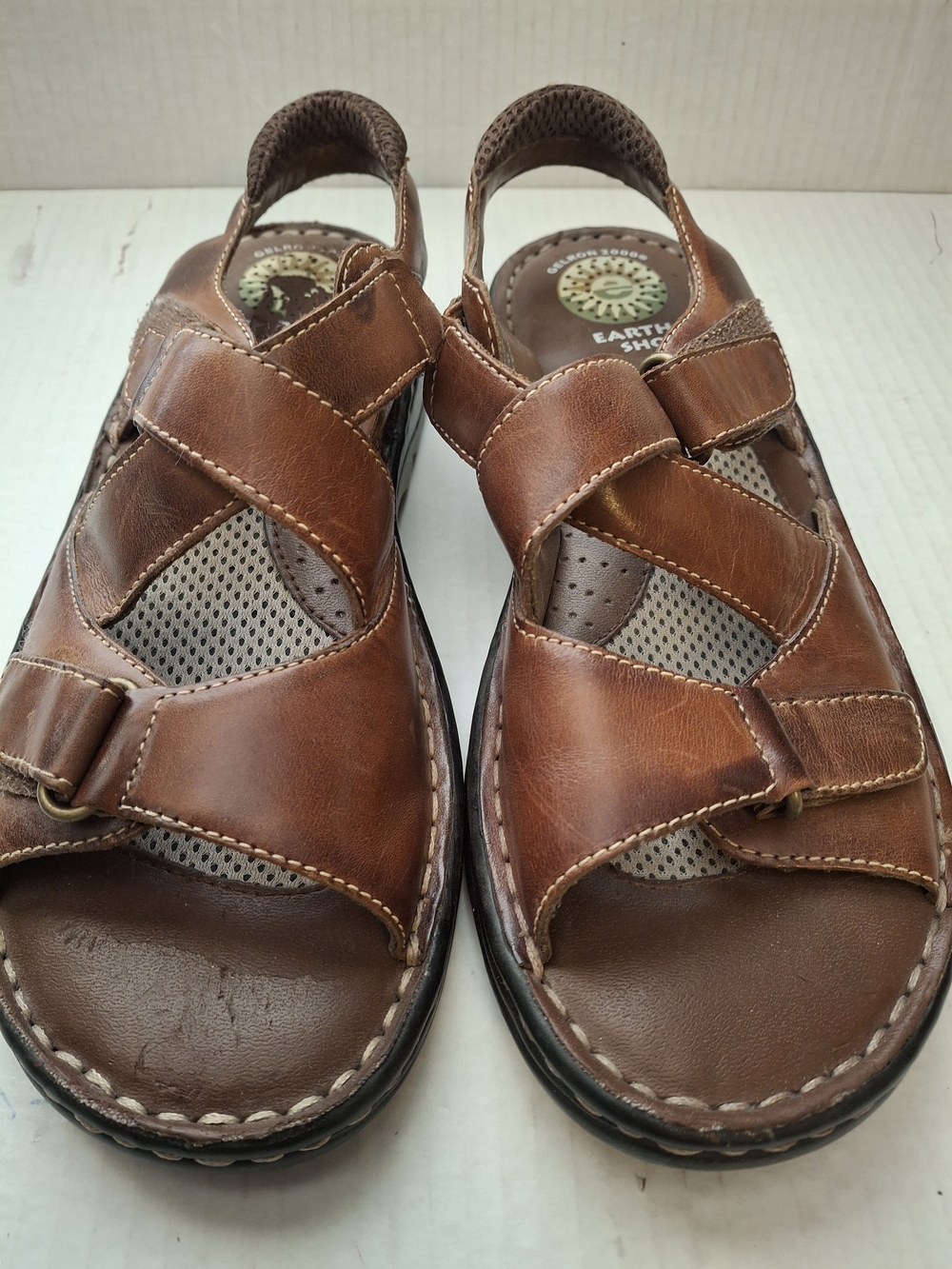 Earth Shoe Men's Brown Leather Fisherman Sandals - Comfortable Casual Slip-On